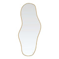 Espejo decorativo orgánico irregular, marco metálico dorado, para pared
